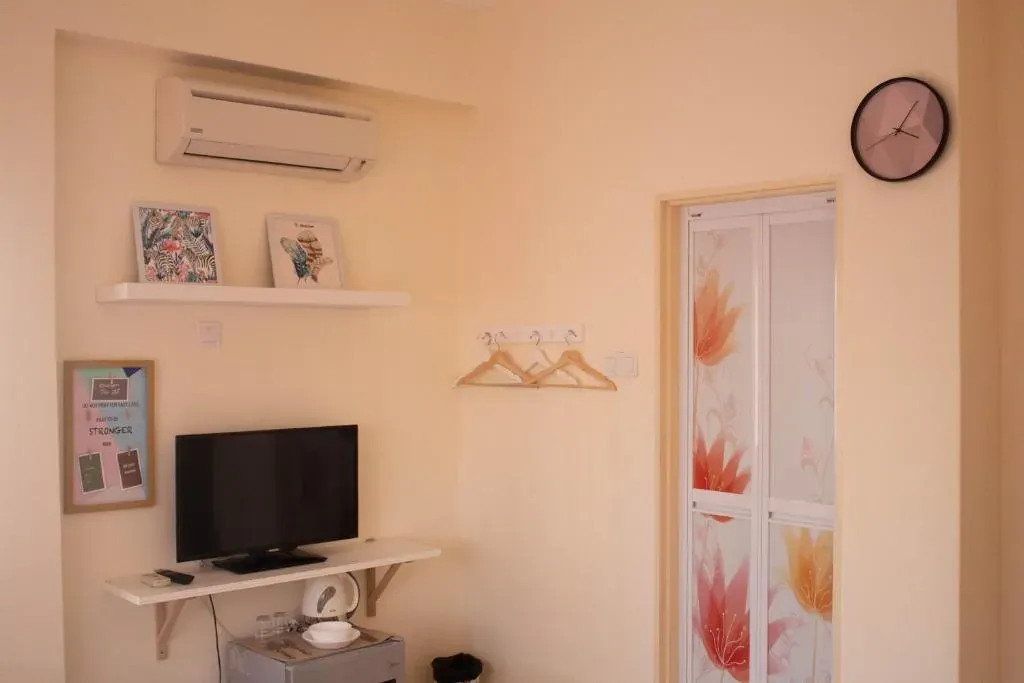 Smart TV, fridge and hanging rail