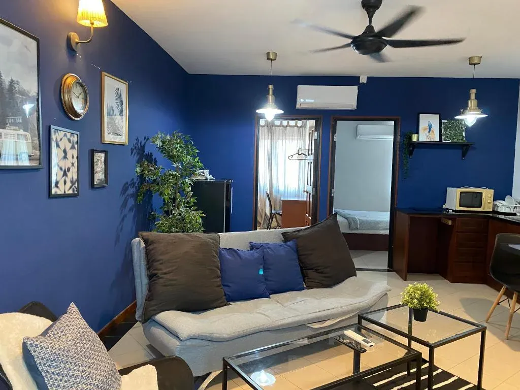 Living room with sofa and work desk